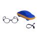 Children blue light filter glasses without strength UV block Tr90 round glasses frame for young girls + anti -slide glasses band + glasses case black