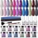 REDNEE Nail Dip Powder Starter Kit 12 Colors with Gel Liquid Set and Manicure Tools Travel Kit - RE11 Party & Starry Color Blue & Purple & Red