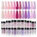 LanFo 12 Colors Acrylic Powder Set Pink Purple Glitter Acrylic Nail Powder Kit Colorful Professional Polymer Nails No Nail Lamp Needed