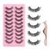 10 pairs 3d false eyelashes natural eyelashes extensions fake lashes with eyelash clip d curl russian strip lashes wispy fluffy lashes for eyes make-up (c)