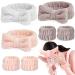 Crosize 7 Pack Face Wash Headband and Wristband Set for Women Cute Spa Skin Care Headband for Washing Face Terry Cloth Facia Headband and Wrist Towels for Washing Face Makeup Skincare Pink White Brown