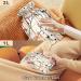 Naanle Flowers Leaves Stripes Heat Bottle - 1L Transparent Hot Water Bottle with Cover for Pain Relief Bed Warmer & Cold Therapy - Buy Online on GoSupps.com
