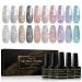 Shining She Glitter Gel Nail Polish 10 Colours Sliver Black Gold White Sparkly Nail Polish Soak-Off UV/LED Lamp Nail Polish Gel Gift for Women Nail Art Salon DIY Home 8ML