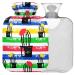 NAANLE hot water bottle with cover colorful striped cactus transparent hot water bottle 1 l for menstrual cramps pain relief handfoots heat and cold therapy 1l