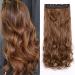 S-noilite Fashion One Piece Clip in Hair Extensions Half Full Head 5 Clips Curly Wavy Hairpiece 24 Inches(60cm)- Light Brown Light Brown 24 Inch