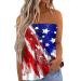 NIANTIE 4th of July Shirts Women Tank Tops American Flag Shirt Distressed Patriotic Tube Tops Strapless Striped Shirts A06-blue Medium