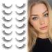 Natural False Eyelashes Wispy Lashes Pack Faux Mink Eyelashes with Clear Band Crisscrossed Cat Eye lashes 7 Pairs Short Strip Lashes by Focipeysa 11mm-Clear Band