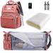 SndMor wrap bag Backpack diaper backpack with bed function of large multifunctional diaper bag with wrap pad stroller hook suitable for mom and dad coral pink