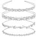 TecUnite 4 Pieces Wedding Party Crystal Flower and Leaves Crown Headband and Women's Faux Pearl Rhinestones Headdress for Bride Bridesmaids (Style Set 2)