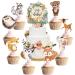 49 Pcs Woodland Cupcake Toppers Floral Leaf Boho Woodland Animal Creatures Cake Toppers for Woodland Baby Shower Party Decor (Leaf Style)