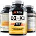 TDN Vitamin D3 K2 Supplement -120 Vegetarian Capsules - Vitamin D3 3 000 IU & Vitamin K2 100ug (MK7) Complex for Bone Heart and Immune Health - Vitamin D 3 with K 2 (MK7) - 60% More Absorption