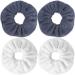 IVARYSS Super Towel Scrunchies for Drying Hair, Absorbent and Soft Microfiber for Frizz Free, Large Thick Ponytail Holder Wet Hair Accessories for Women and Girls, 4 PCS (White Grey)