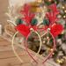 Thinp 2 Pieces Christmas Headbands Glitter Christmas Headbands for women Antler Headband with Bell Christmas Hats Holiday Decorations for Christmas Party Xmas Dinner and Photos Booth (Gold Red)