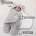 TURMIN Baby Hooded Swaddle Blanket Bag - Grey, 3-6 Months | Fleece Sleeping Bag for Newborns, Boys & Girls | Cute Bear Design | Infant Wrap for Unisex Baby Clothes - Buy Online on GoSupps.com