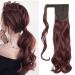 Ponytail Extension Wrap Around Long Straight Curly Clip in Ponytail Hair Extensions for Women Brown Black Blonde Hairpiece 17"-Curly Wine Red Wine Red 17 Inch