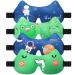 Sureio 4 Pairs Boys Sleep Eye Mask for Kids Cartoon Sleeping Mask Cute 3D Contoured Blackout Blindfold Night Masks for Men Women Travel Airplane Planet Rocket Frog Patterns Blue and Green