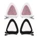 Glitter Cat Ears Hair Clips for Girls Kids Cute Animal Theme Birthday Party Favor Gift Toddler Women Halloween Costume Accessories Supplies White Pink Black 4pcs