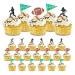 Football Cupcake Toppers for Cake Decorations 24 Pieces, 8 x Silhouettes, 8 x Footballs, 8 x Flags Sports Themed Party Decor Favor Supplies for Kids Adults Birthday Super Bowl Cardboard Cut Outs