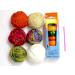 Pony Knitting Spool Knitter or Wood French Knitting Doll, 4 Pins tricotin- Instructions and Needle with 6 Colored Bonbons Balls of Yarn & Plastic Tapestry Needle Kit for Beginner Knitter