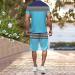Men's 2022 Summer Short Sleeve T-Shirt & Shorts Set, Stylish Sky Blue 2-Piece Outfit, Breathable Sport Suit - Size 3X-Large - Buy Online on GoSupps.com