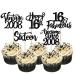 30 Pack Vintage 2008 Cupcake Toppers Glitter Happy 16th Sixteen Awesome Since 2008 Cupcake Picks 16 Fabulous Cake Decorations for 16th Birthday Wedding Anniversary Party Supplies Gold 16th Black