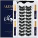 Magnetic Eyelashes Magnetic Lashes Natural Look with Eyeliner 10 Pairs Reusable Full Volume Cat Eye Magnetic Eye Lash kit with Applicator - Upgraded Long Lasting - Easy Magnetized Eyelashes