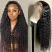 Deep Wave Lace Front Wigs Human Hair 13x4 HD Transparent Lace Frontal Curly Wigs for Black Women Human Hair 180% Density Glueless Wigs Human Hair Pre Plucked with Baby Hair Natural Black (26 Inch)