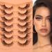 False Eyelashes Fairy Lashes 20mm Cat Eye Mink Lashes Fluffy Natural Look Wispy Eyelashes Fox Eye Lashes Light Dramatic Fake Eyelashes Pack 7 Pairs by wtvane Style 1