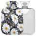 NAANLE hot hot water bottle with reference Floral Daisy Transparent hot water bottle 2L large hot hot water bottle for menstrual cramps pain relief handfoots heat and cold therapy 2 l