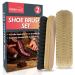 2pk Shoe Brush Set | Traditional Shoe Polish Brushes Ideal for Leather Shoes Boots Suede | Wooden Handle Shoe Cleaning Brush | Boot Brush | Shoe Cleaner Brush | Boot Polish Brush | Suede Shoe Brush