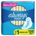 Always Maxi Feminine Pads for Women Size 1 Regular Absorbency Multipack with Wings with Flexfoam Unscented 45 Count x 3 Packs (135 Count total)