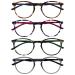 Opulize Met 4er-Pack Reading glasses big round black brown gray clear men's women's feather hinges rrrr60-127c brown / purple / green / gray +0.00 diopttries single
