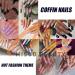 MISUD Long Press On Coffin Fake Nails - 24PCS Glossy French Tip Rhinestone Acrylic Nails for Women - Buy Online on GoSupps.com
