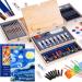 Art Set 85 Piece with Built-in Wooden Easel 2 Drawing Pad Art Supplies in Portable Wooden Case-Painting & Drawing Set Professional Art Kit 85 PCS(1 Easel 2 Pads)