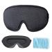 LYSIAN Sleep Eye Mask Men Women - Cooling Comfy Soft Mask 3D Concave Blackout Night Sleep Eyes Cover with Foam Ear Plugs for Sleeping,Yoga, Nap,Travel, Black