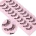 Winifred M Clear Band Short False Eyelashes - Natural Look D Curl Faux Mink Wispy Lashes | Multi-layered Strip Lash for a Soft and Reusable Fluffy Finish - 10 pairs - Buy Online on GoSupps.com
