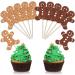 Whaline 48Pcs Christmas Cupcake Topper Glitter Brown Gingerbread Man Cupcake Picks Holiday Food Picks for Xmas Winter Cake Decoration