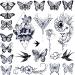 Tazimi Semi Permanent Temporary Tattoos for Women Girls - Large Long Lasting Temporary Butterfly Flower Lion Swallow Tattoos Lasts 1-2 Weeks Waterproof Realistic Fake Tattoos