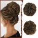 Sofeiyan Claw Clip Messy Bun Hair Piece Wavy Curly Hair Bun Clip in Claw Chignon Ponytail Hairpieces Synthetic Tousled Updo Hair Extensions Scrunchie Hairpiece for Women Dark Brown/Golden Auburn
