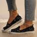 Women's Lace Flower Embroidered Slip-On Loafers - Black Mesh Casual Sneakers - Buy Online on GoSupps.com
