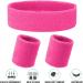 Shop Soft Cotton Piece Sweatband Set | Fitness Headband & Bracelet for Men & Women - Perfect for Running in Pink - Buy Online on GoSupps.com