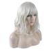 DAOTS 14 Inch Curly Wig with Bangs for Women Heat Resistant Synthetic Hair - Silver White - Buy Online on GoSupps.com