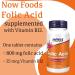 Now Foods Folic Acid 800mcg - 250 Vegan Tablets | Lab-Tested High Dose Vitamin B12 | Gluten & SOYA Free | Vegetarian - Buy Online on GoSupps.com