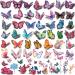 Coszeos 40Sheets Butterfly Tattoos for Women Girls Kids  3D Temporary Fake Flower Colorful Butterflies Wings Tattoo Stickers Art Waterproof for Face Body Arm Birthday Party Favors Supplies Gifts