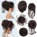 HMD 5 Pieces Messy Hair Bun Hairpiece Tousled Updo for Women Hair Extension Ponytail Scrunchies with Elastic Rubber Band Long Updo Messy Hairpiece Hair Accessories Set for Women (Dark Brown) 6A-Dark Brown