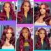 22 Inch 99j Burgundy Lace Front Wig Human Hair 180% Density | HD Transparent Body Wave Pre Plucked Wig for Black Women - Buy Online on GoSupps.com