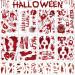 144pcs Halloween Stickers Bloody Handprint Footprint Window Decals Wall Stickers Face Tattoo 3D Zombie Scar Fake Wound Cosplay Makeup Party Decorations Waterproof for Women Men Kids