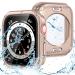 Goton 2 in 1 Waterproof Rugged Case for Apple Watch Screen Protector 40mm Series 6 5 4 SE 360 Protective Glass Face Cover Hard PC Bumper + Back Frame for iWatch Accessories 40 mm Rose Gold Rose Gold 40mm