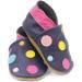 Dotty Fish Soft Leather Baby Shoes - Navy Toddler Shoes for Girls, Multi-Coloured Spotty Dotty Design, Size 2-3 Years (8 UK Child) - Buy Online on GoSupps.com