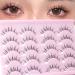 Manga Lashes Natural Look Anime False Eyelashes Wispy Fluffy Spiky Fake Lashes Cosplay Korean Japanese Asian Lashes Pack 10 Pairs Faux Mink Lashes Full Volume